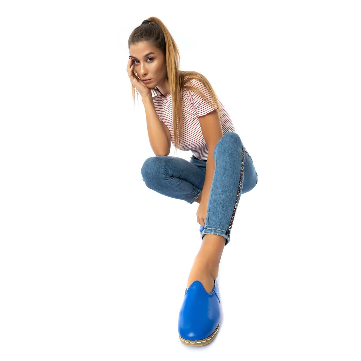 Women's Blue Slip On Shoes from Atlantis Handmade Shoes