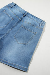 Blue Sparkle Denim Shorts with Rhinestone Accents from MsDressly