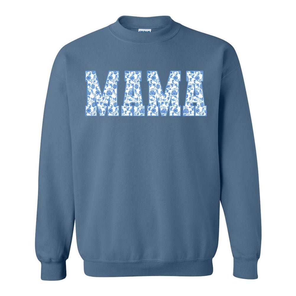 'Blue & White Chinoiserie 'Mama' Crewneck Sweatshirt from United Monograms