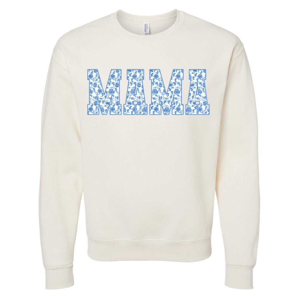 'Blue & White Chinoiserie 'Mama' Crewneck Sweatshirt from United Monograms