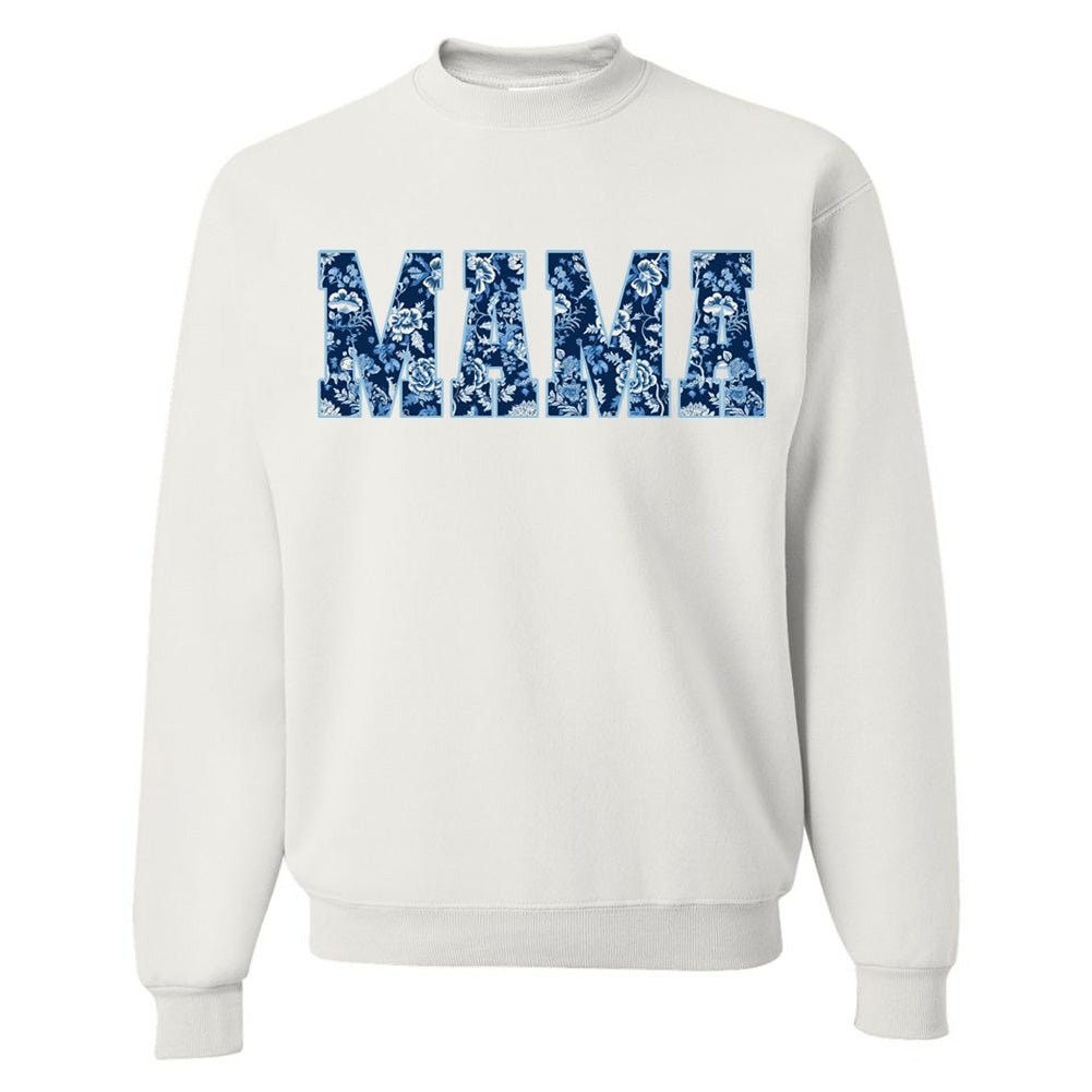 'Blue & White Chinoiserie 'Mama' Crewneck Sweatshirt from United Monograms