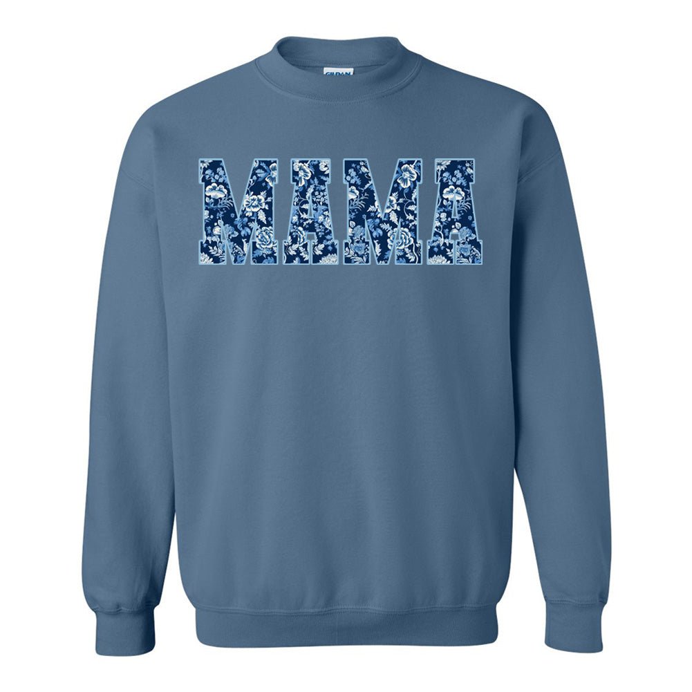 'Blue & White Chinoiserie 'Mama' Crewneck Sweatshirt from United Monograms