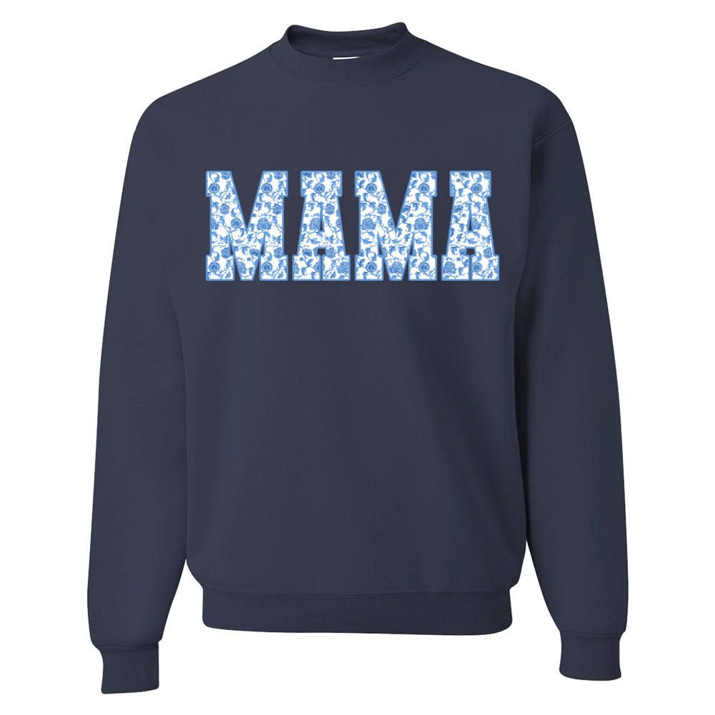'Blue & White Chinoiserie 'Mama' Crewneck Sweatshirt from United Monograms