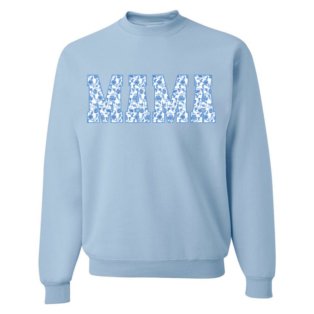 'Blue & White Chinoiserie 'Mama' Crewneck Sweatshirt from United Monograms