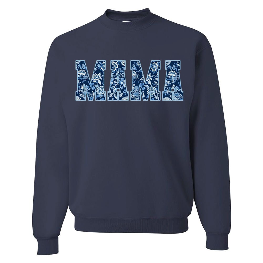 'Blue & White Chinoiserie 'Mama' Crewneck Sweatshirt from United Monograms