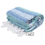 Mint Blue Ocean Mexican Falsa Yoga Blanket from West Path