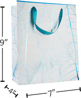 Blue Gift Bags Leaf design 12 Pack 12.5"X10.25"X4.75" from Hammont