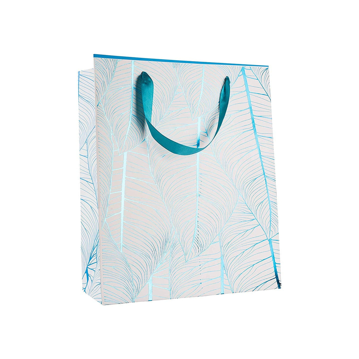 Blue Gift Bags Leaf design 12 Pack 12.5"X10.25"X4.75" from Hammont