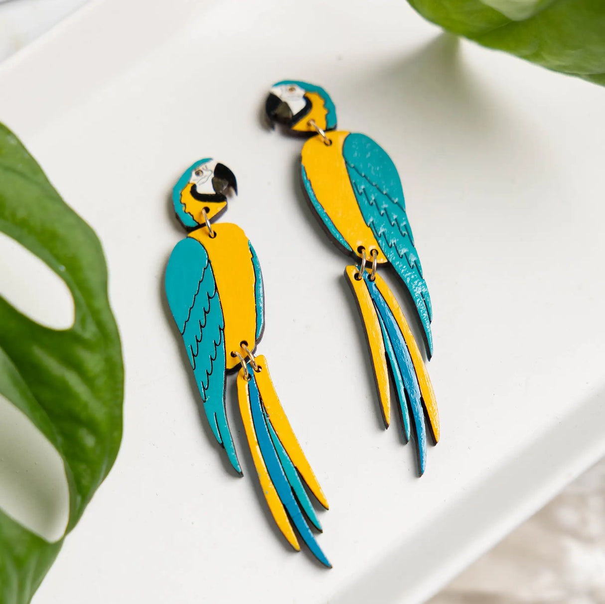 Blue Macaw Stud Dangles from LE CHIC MIAMI