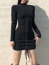 Black Tie Up Dress for Autumn From Kawaii Stop