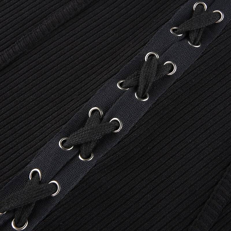 Black Tie Up Dress for Autumn From Kawaii Stop