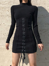 Black Tie Up Dress for Autumn From Kawaii Stop
