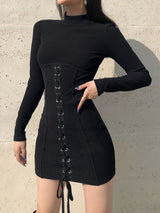 Black Tie Up Dress for Autumn From Kawaii Stop