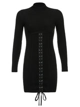 Black Tie Up Dress for Autumn From Kawaii Stop