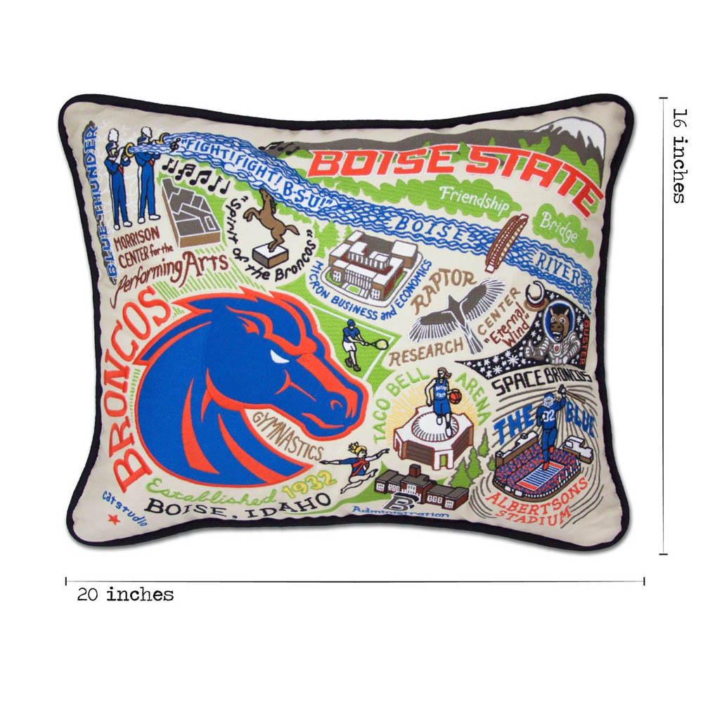 Boise State University Collegiate Embroidered Pillow by CatStudio from Quirks!