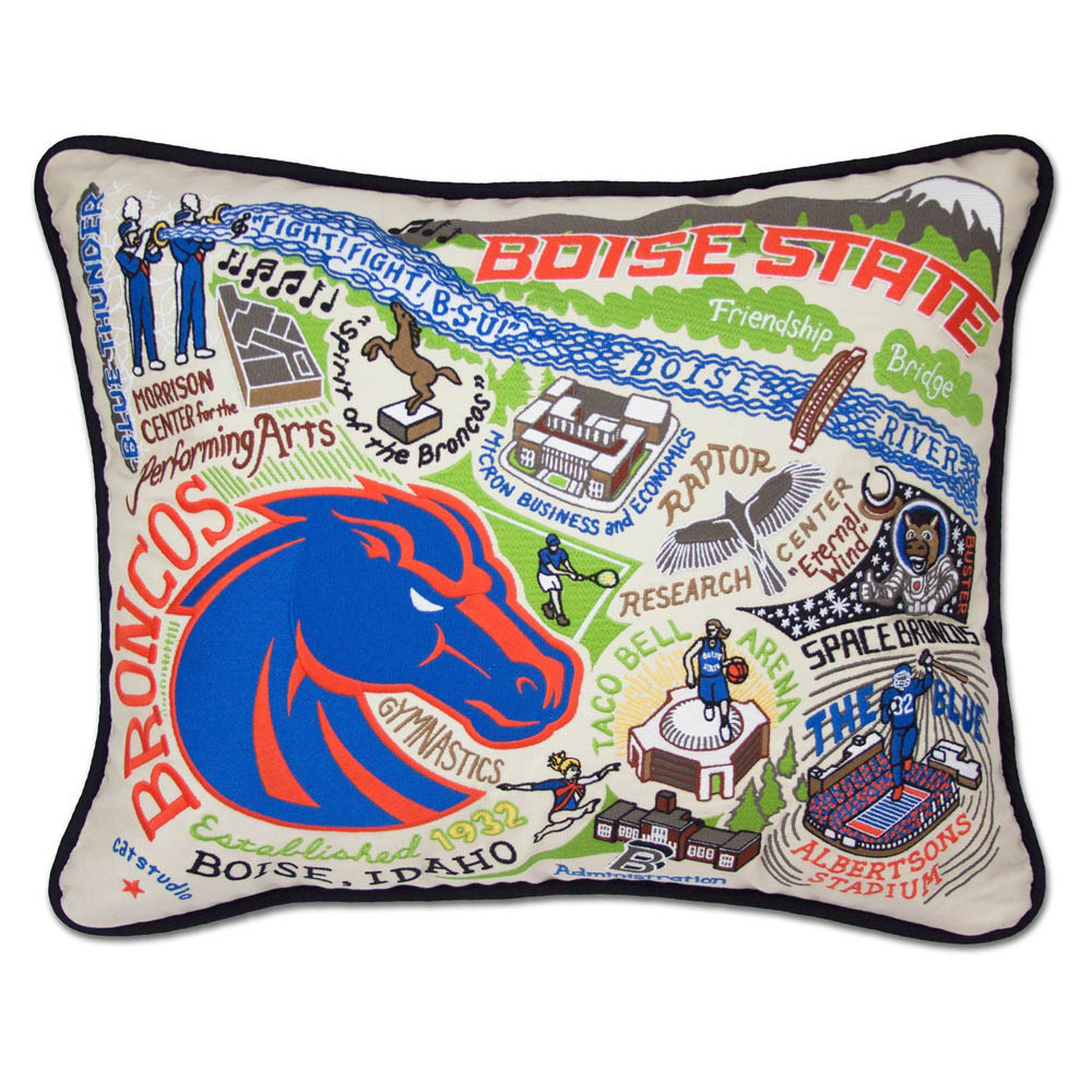 Boise State University Collegiate Embroidered Pillow by CatStudio from Quirks!