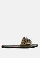 Bolly Punk Stud Clear Jelly Flats from London Rag International