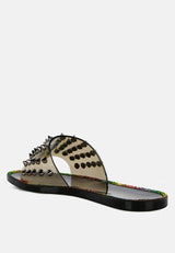 Bolly Punk Stud Clear Jelly Flats from London Rag International