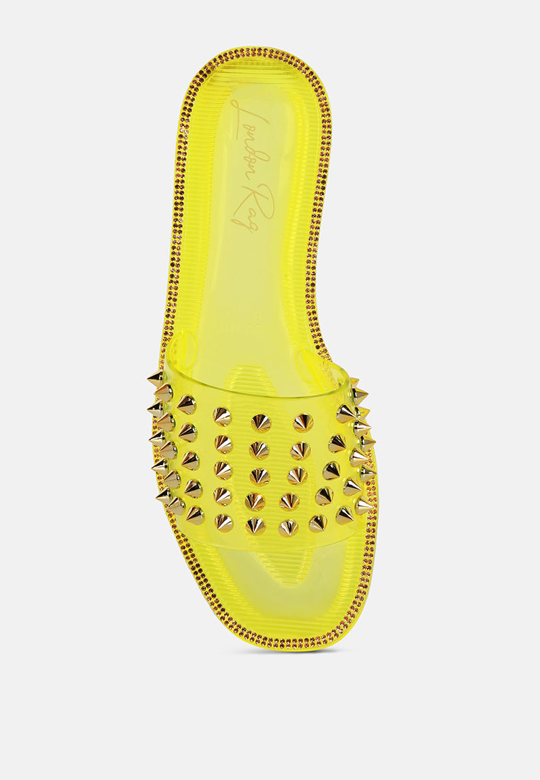 Bolly Punk Stud Clear Jelly Flats from London Rag International
