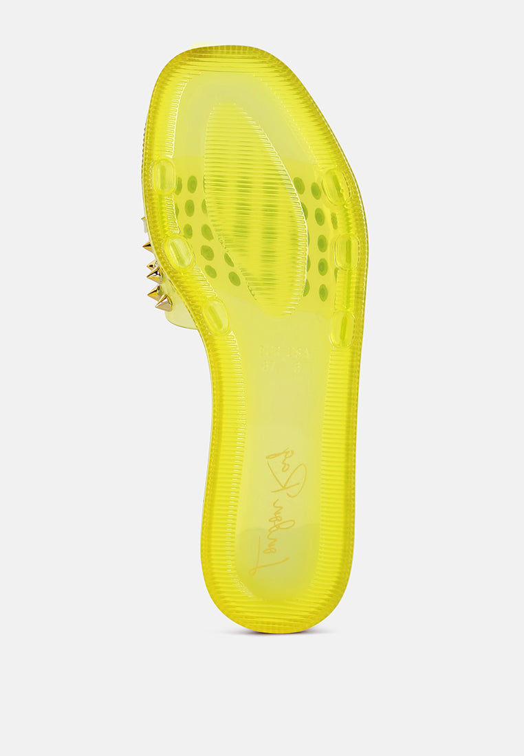 Bolly Punk Stud Clear Jelly Flats from London Rag International