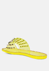 Bolly Punk Stud Clear Jelly Flats from London Rag International