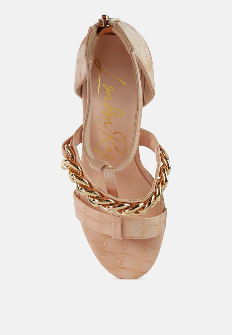 Bonita Metal Chain Zip Up Sandals from London Rag International
