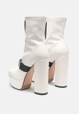 Boomer Chunky High Block Heel Boots from London Rag International