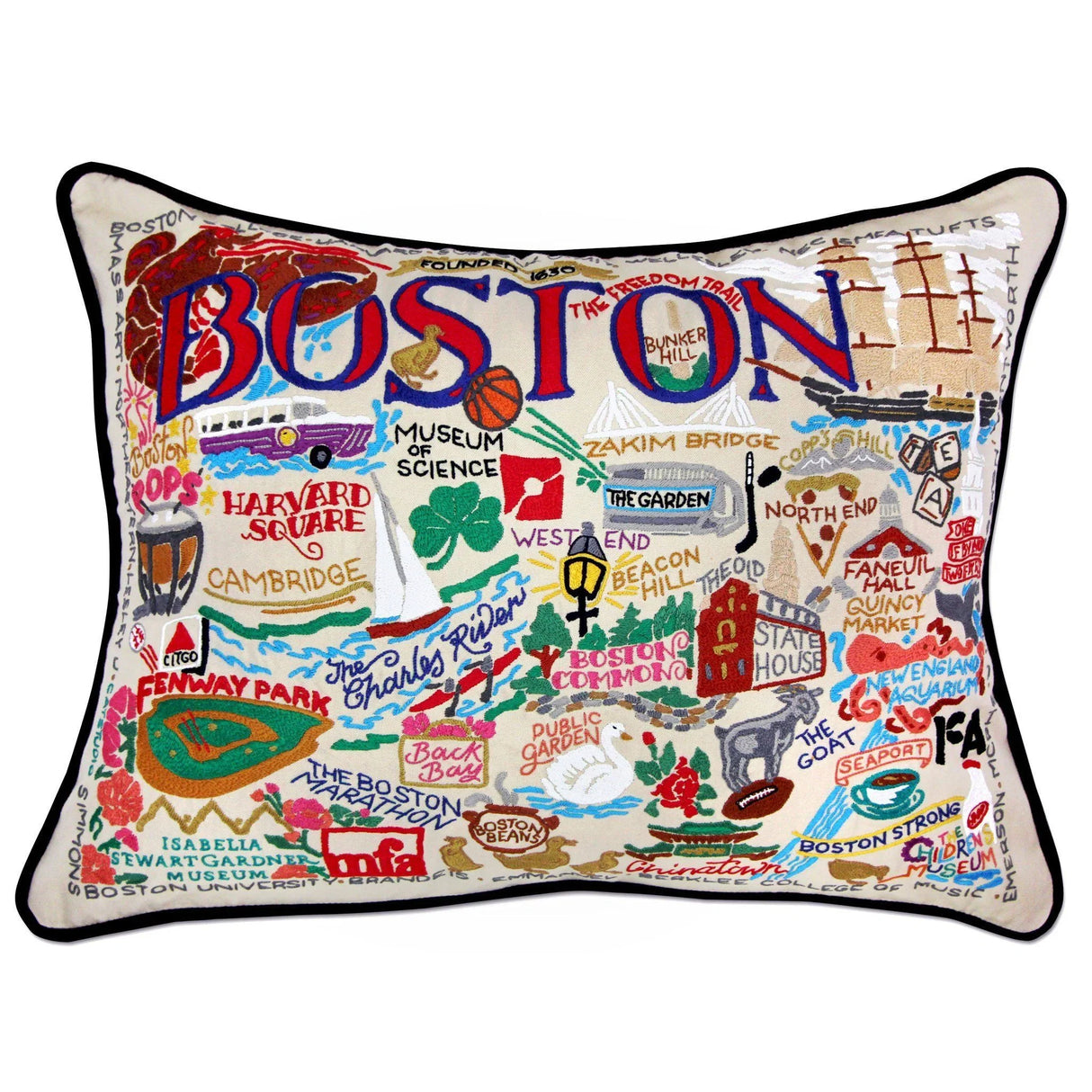 Boston Hand-Embroidered Pillow from Quirks!