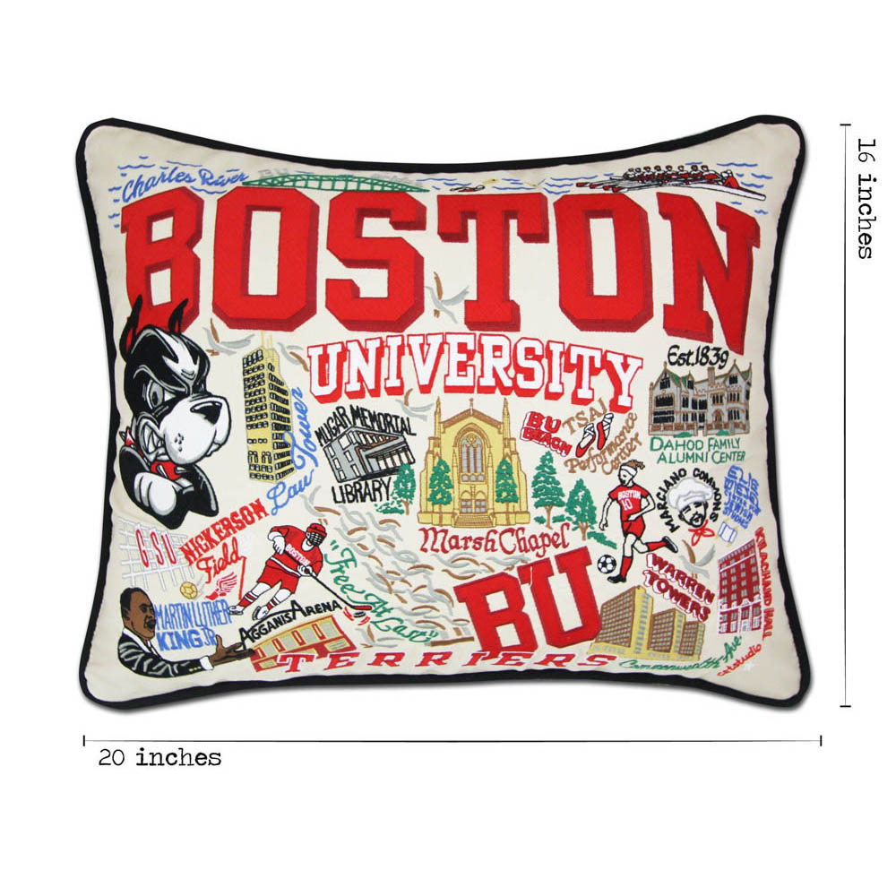 Boston University Collegiate Embroidered Pillow by CatStudio from Quirks!