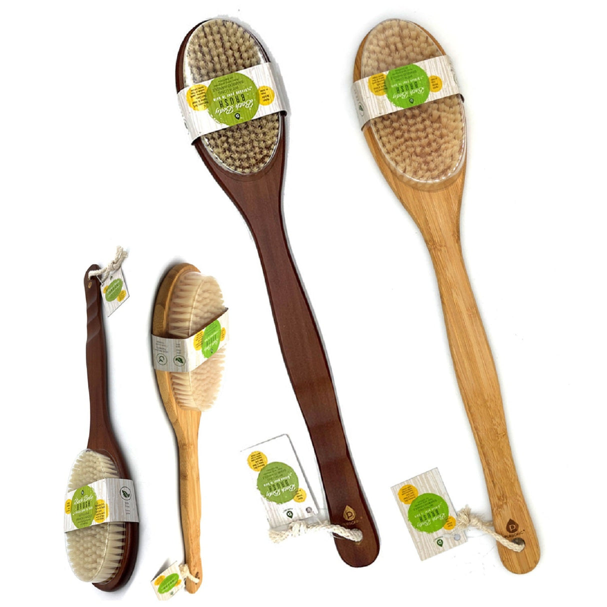 Bath Body Brush With Long Bamboo Handle from Pursonic