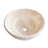 Botticino Marble Mosaic Natural Stone Round Above Vanity Vessel Sink Semi-polished (D)16" (H)6" From Villohome