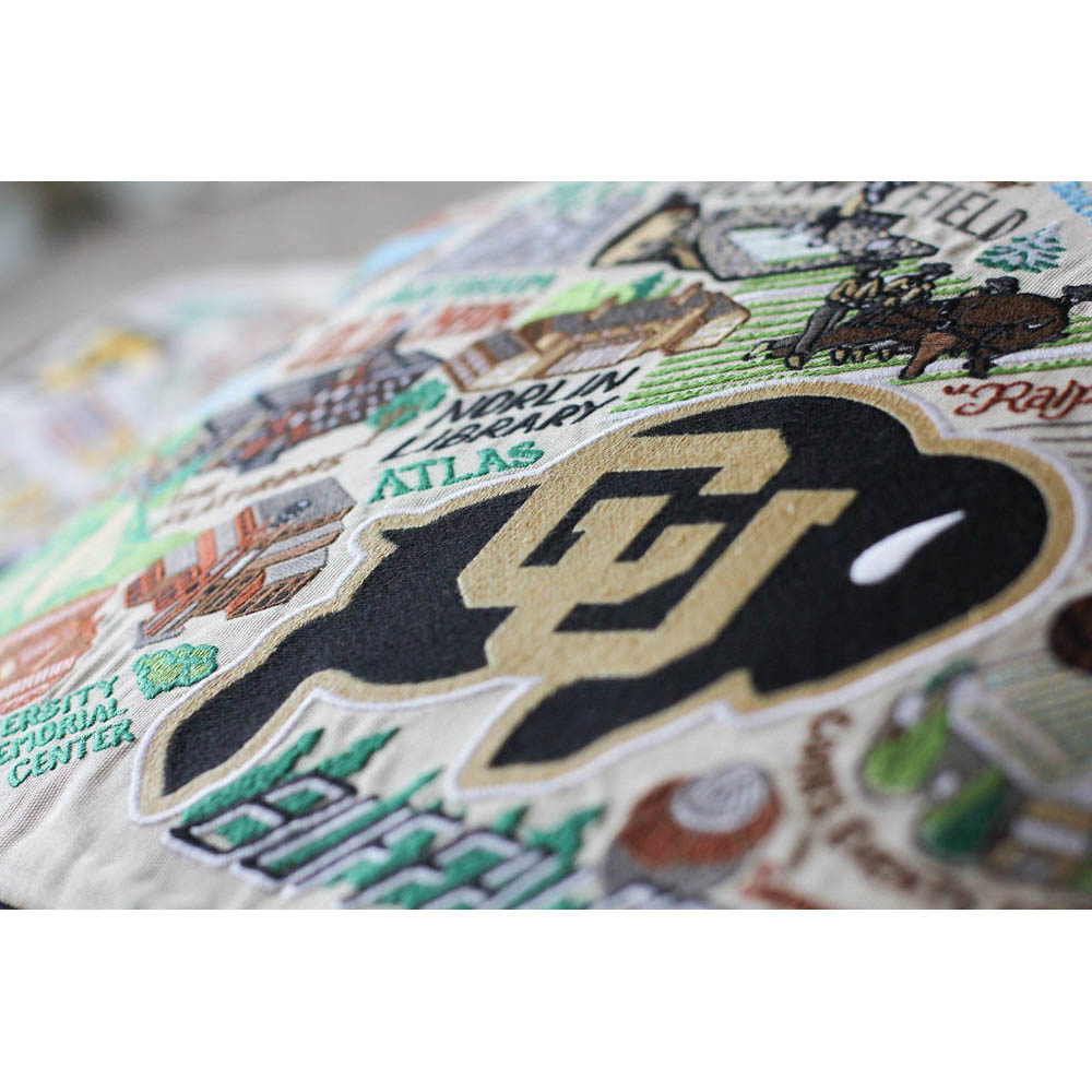 Boulder, University of Colorado Collegiate Embroidered Pillow by CatStudio from Quirks!