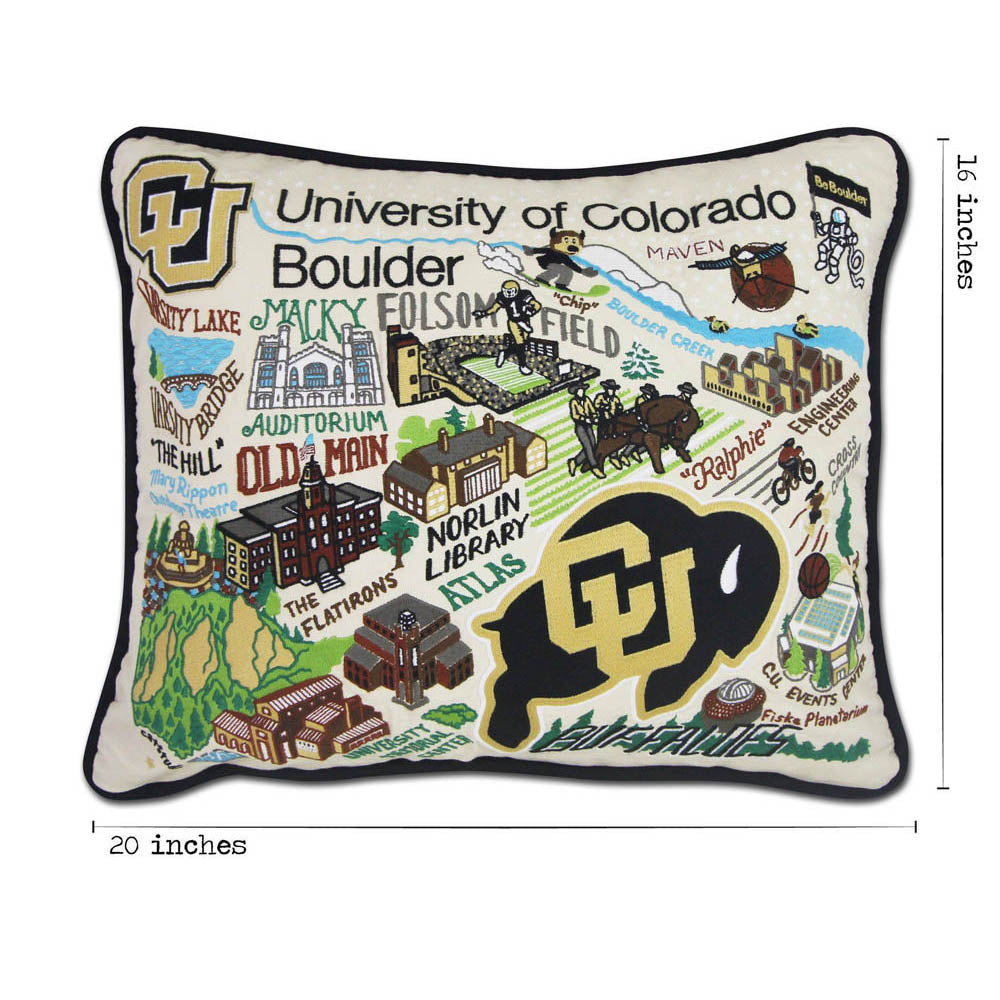 Boulder, University of Colorado Collegiate Embroidered Pillow by CatStudio from Quirks!