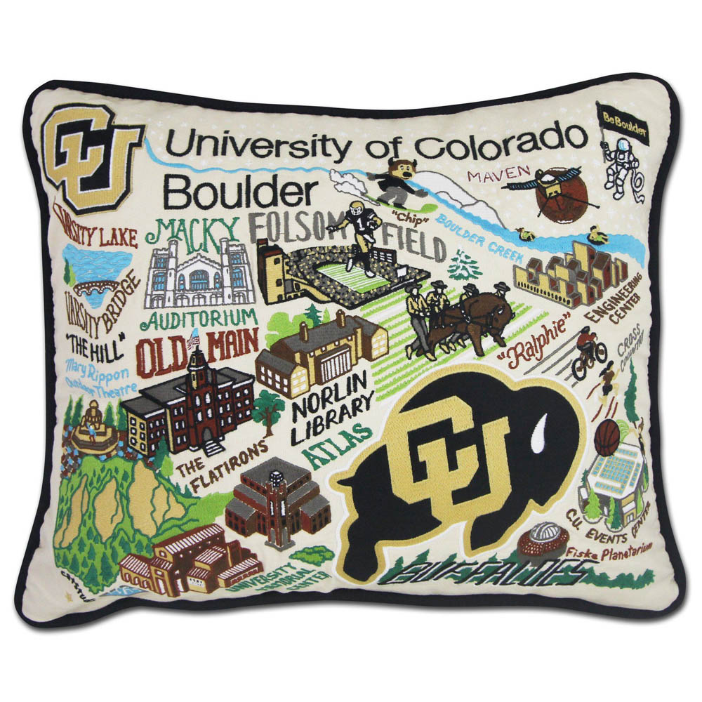 Boulder, University of Colorado Collegiate Embroidered Pillow by CatStudio from Quirks!