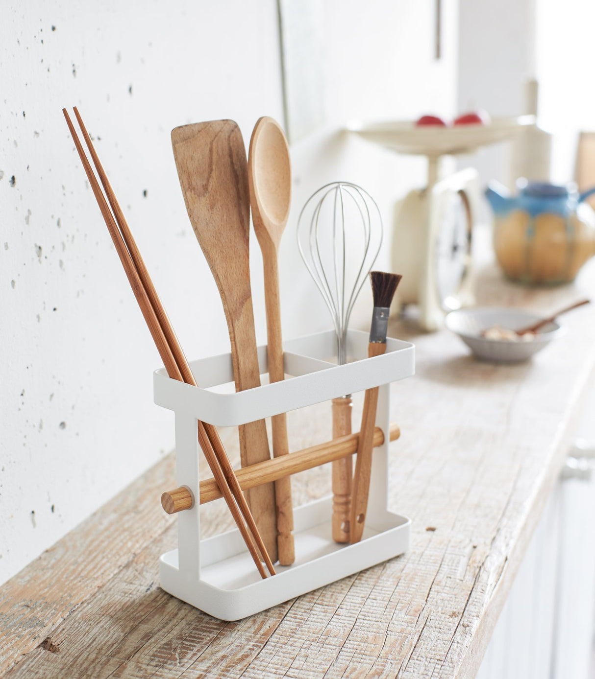 Utensil Holder - Steel + Wood from Yamazaki Home