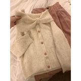 Bow Collar Knit Cardigan – Soft Harajuku Elegant Sweater From Kawaii Stop