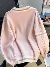 Bow Knit Cardigan – Y2K Aesthetic Contrast Trim Sweater From Kawaii Stop