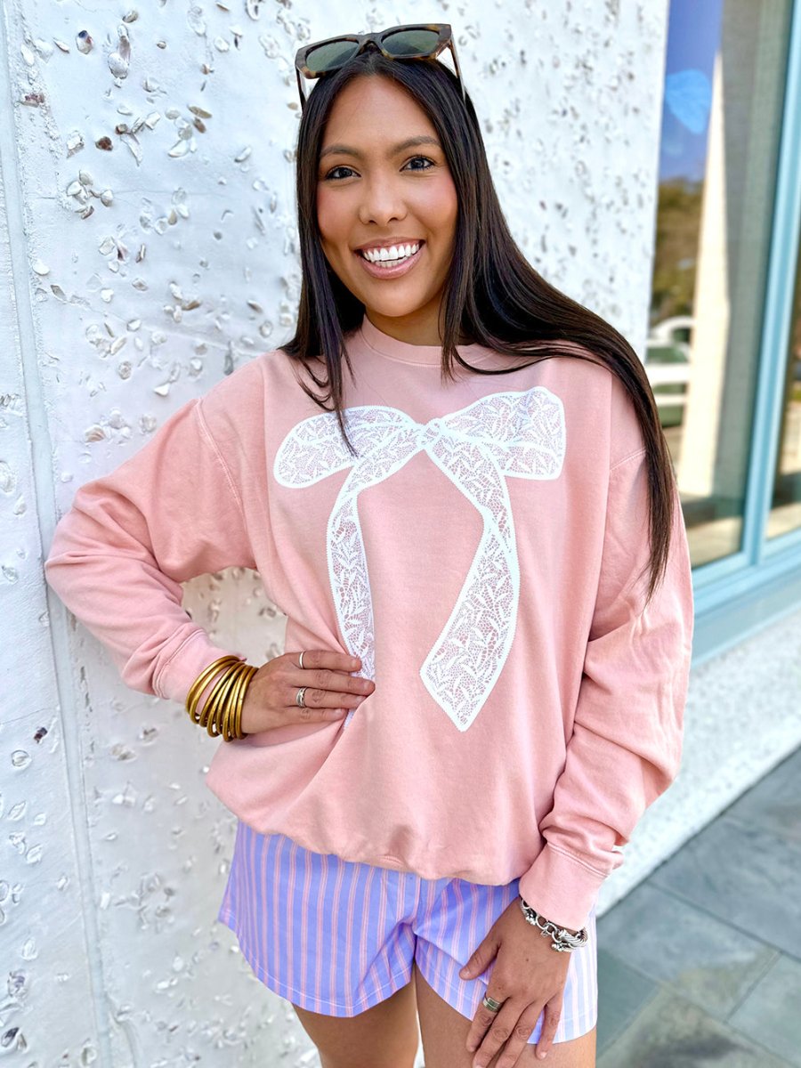 Bow 'Lace It Up' Lightweight Sweatshirt from United Monograms