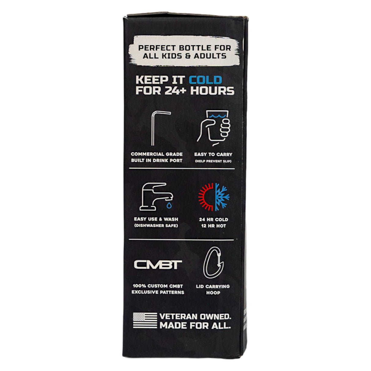 32oz Metal Hydration Bottle V2 | 24hr Insulated + Drink Port from Combat Iron Apparel