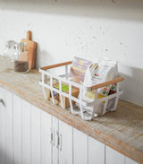 Storage Basket - Two Sizes - Steel + Wood from Yamazaki Home