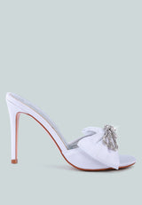 Brag In Rhinestone Embellished Bow Satin Heels from London Rag International