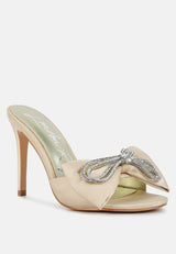 Brag In Rhinestone Embellished Bow Satin Heels from London Rag International