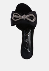 Brag In Rhinestone Embellished Bow Satin Heels from London Rag International