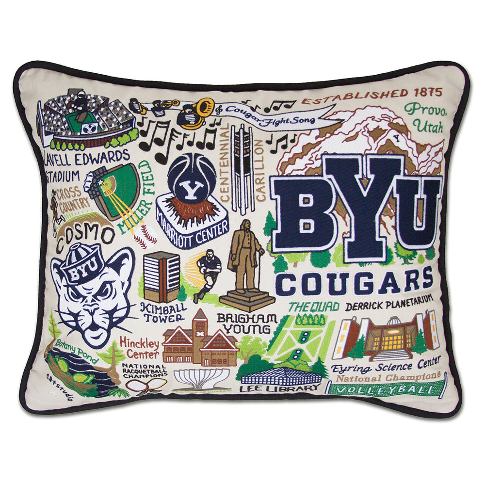 Brigham Young University (BYU) Collegiate Hand-Embroidered Pillow from Quirks!