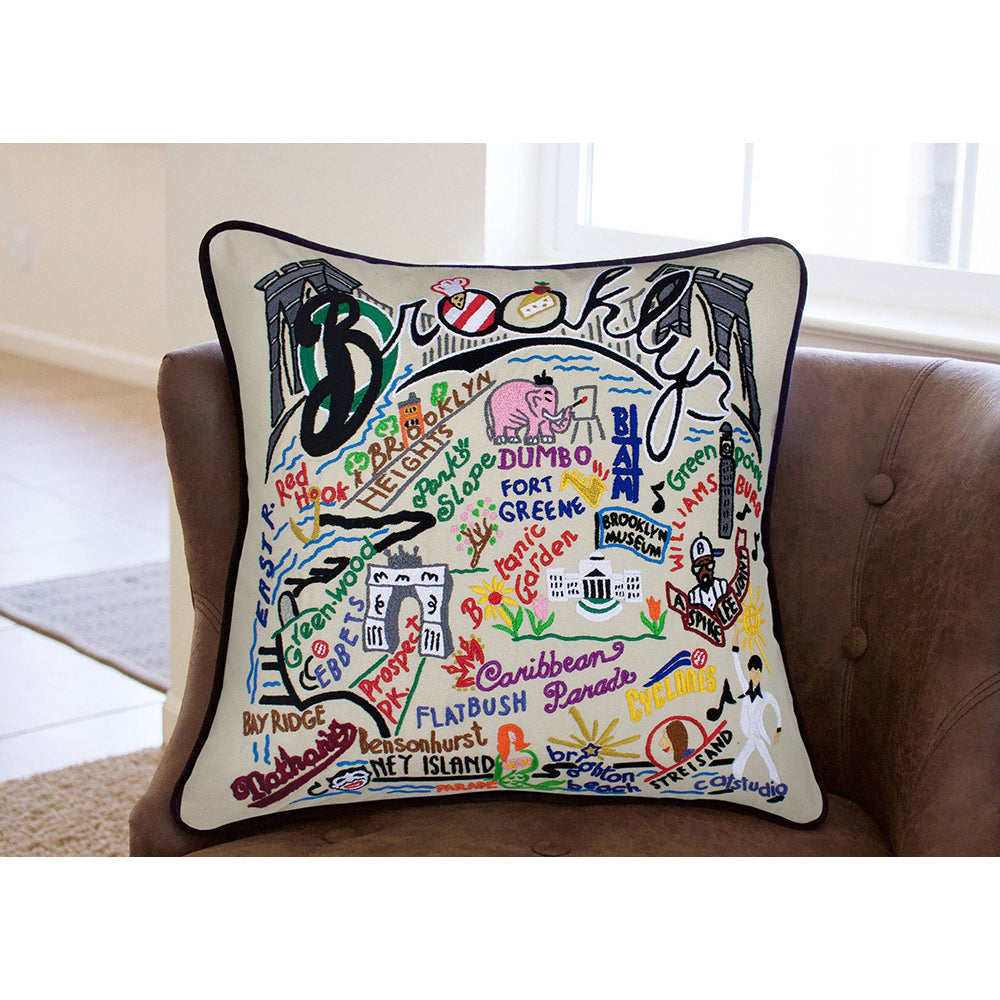 Brooklyn Hand-Embroidered Pillow from Quirks!