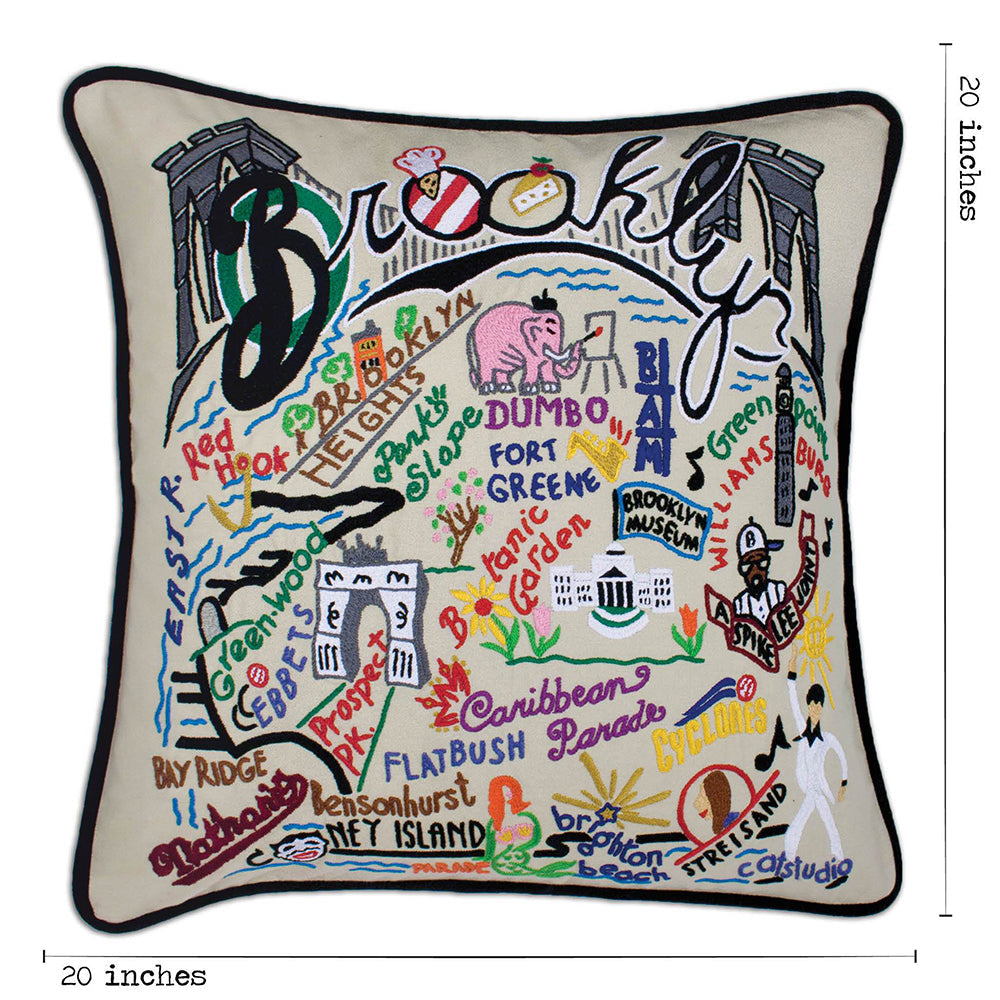 Brooklyn Hand-Embroidered Pillow from Quirks!