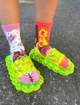 ADULT NEON LIME BUBBLE SLIDES from Pals Socks