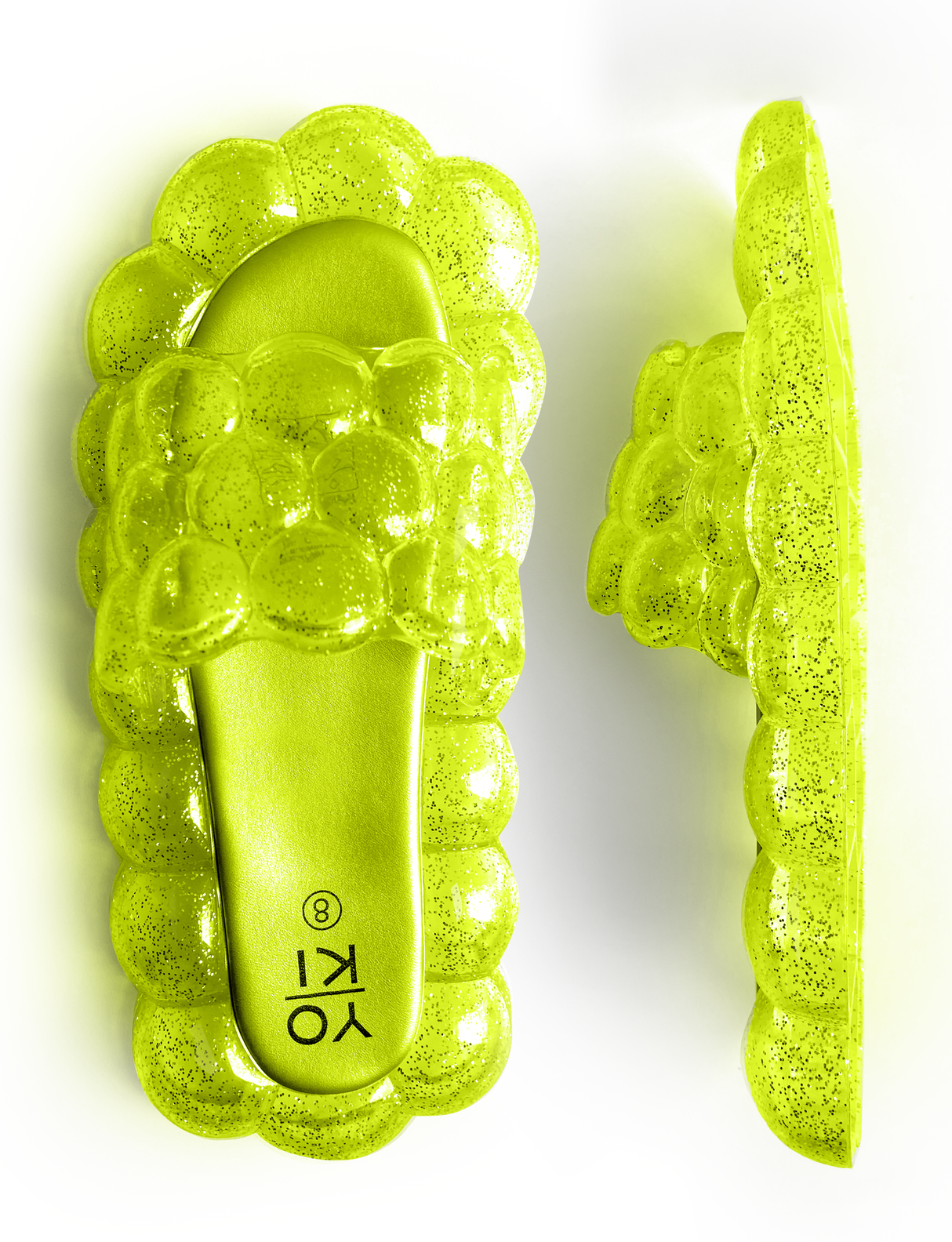 ADULT NEON LIME BUBBLE SLIDES from Pals Socks
