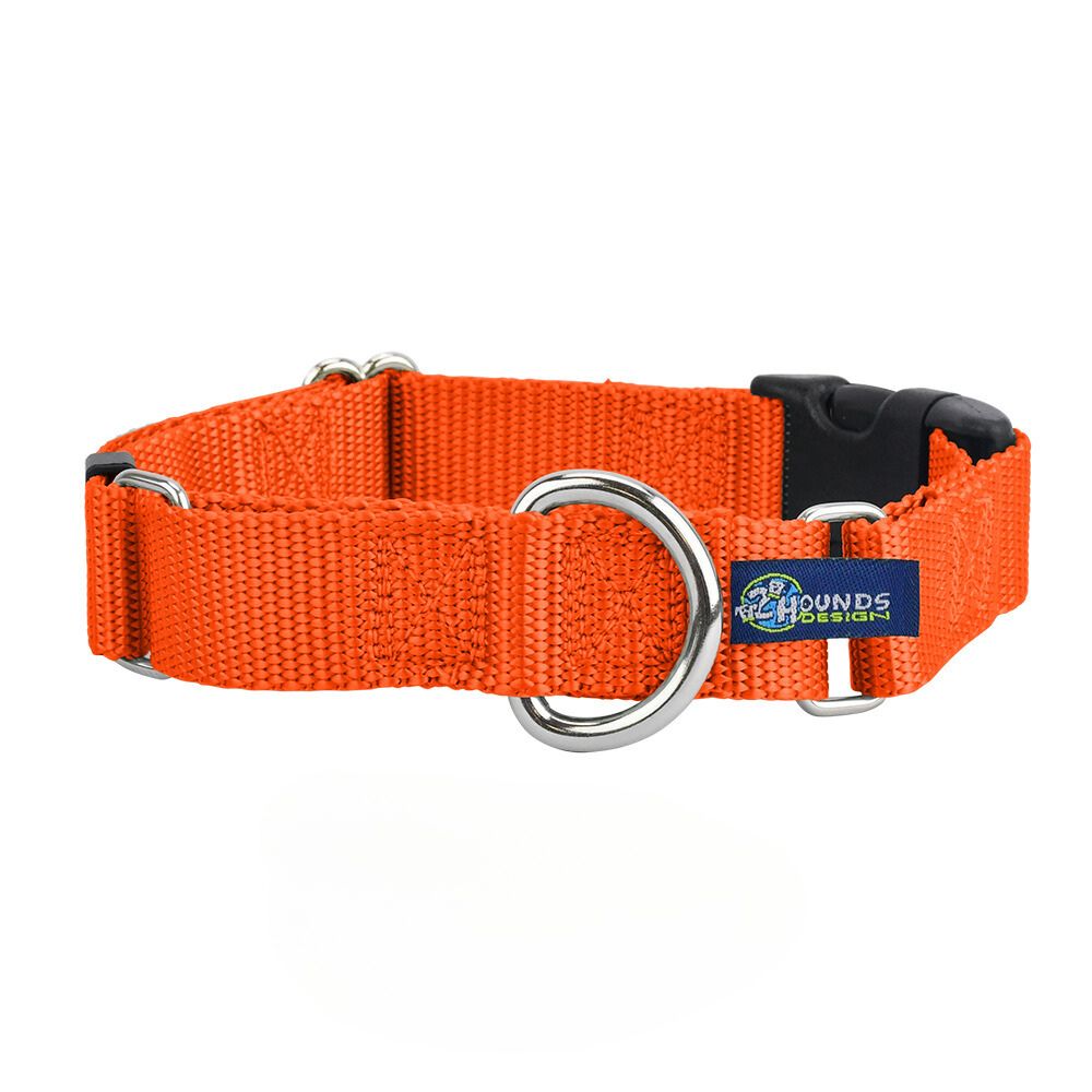 Rust Nylon Buckle Martingale 1″ Dog Collar From 2 Hounds Design