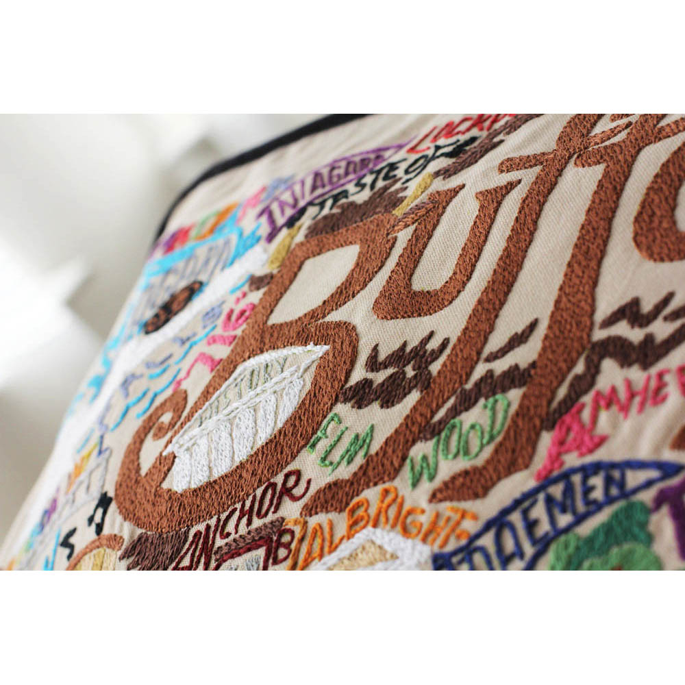Buffalo Hand-Embroidered Pillow by CatStudio from Quirks!